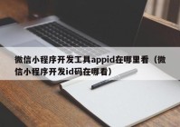 微信小程序开发工具appid在哪里看（微信小程序开发id码在哪看）